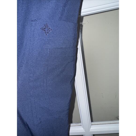 Med Couture Maternity Scrub Pants Navy Blue Small with pockets - Picture 3 of 5